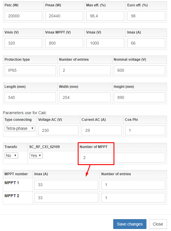 add or edit multi MPPT inverter